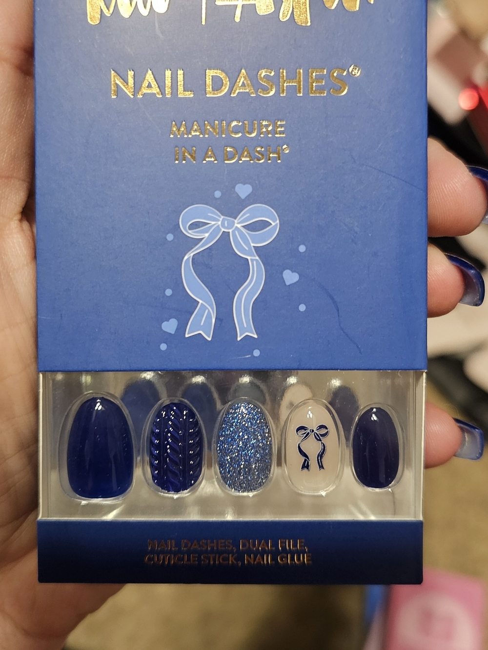 Nail Dashes Navy & Glitter Press-On Nails - Manicure In A Dash